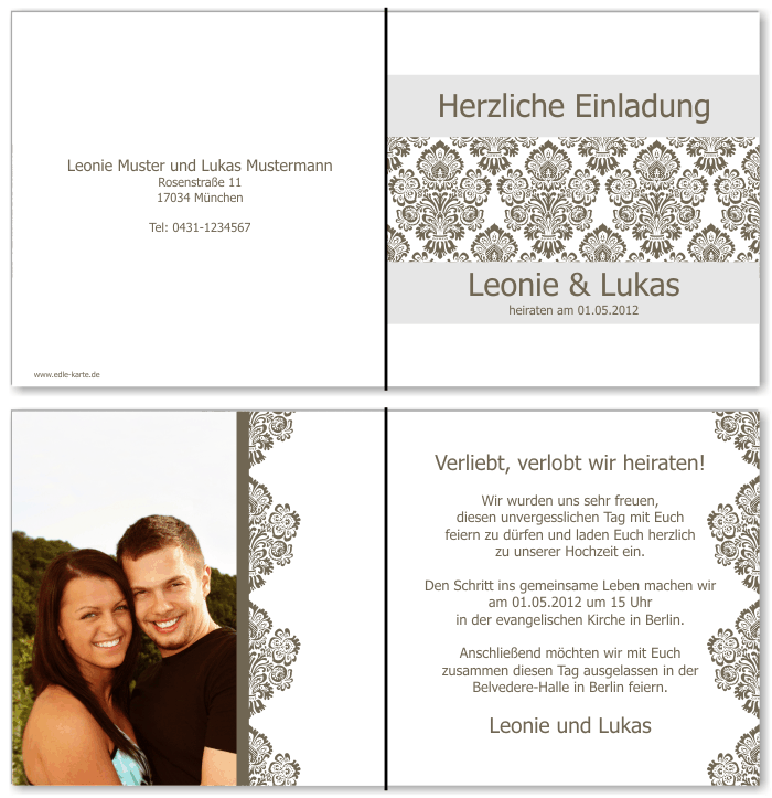  Einladungskarten Hochzeit, Hochzeitseinladungen, Hochzeitskarten, Einladungen f&uuml;r Hochzeit