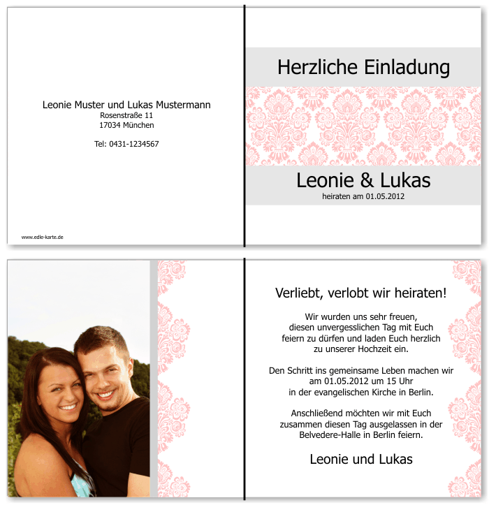  Einladungskarten Hochzeit, Hochzeitseinladungen, Hochzeitskarten, Einladungen f&uuml;r Hochzeit