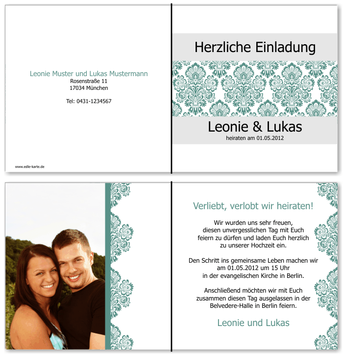  Einladungskarten Hochzeit, Hochzeitseinladungen, Hochzeitskarten, Einladungen f&uuml;r Hochzeit