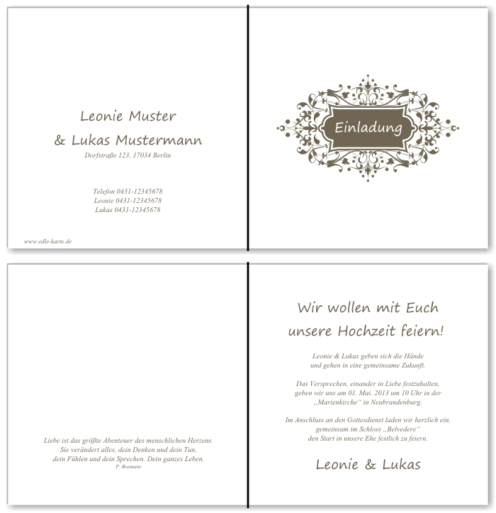  Einladungskarten Hochzeit, Hochzeitseinladungen, Hochzeitskarten, Einladungen f&uuml;r Hochzeit