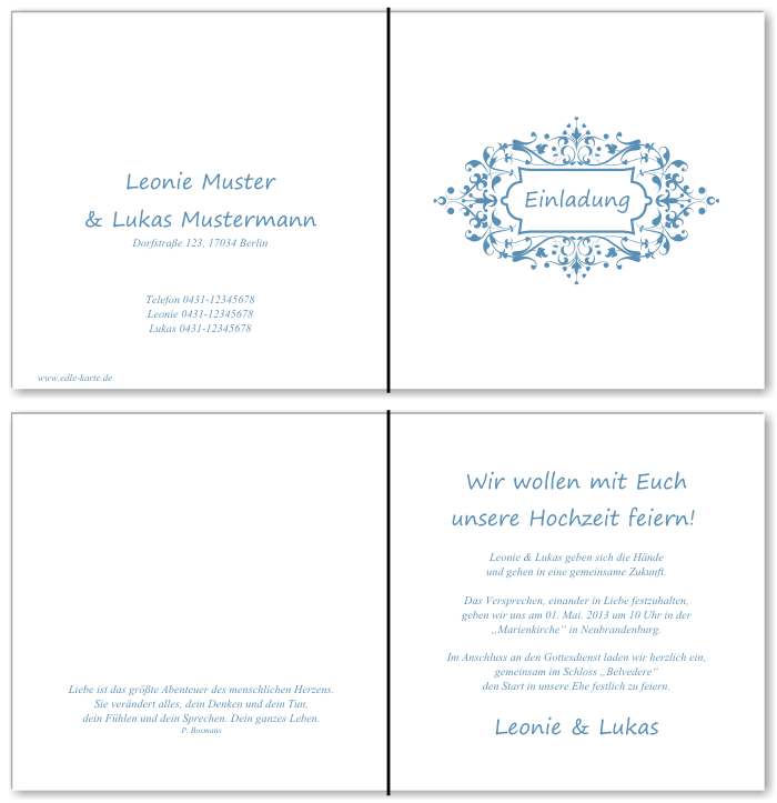  Einladungskarten Hochzeit, Hochzeitseinladungen, Hochzeitskarten, Einladungen f&uuml;r Hochzeit