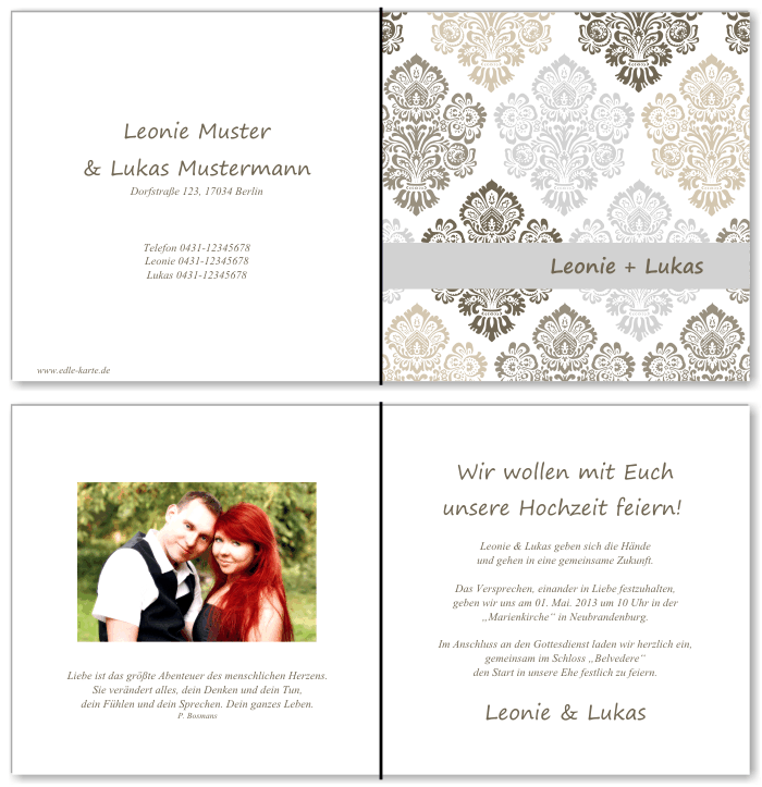  Einladungskarten Hochzeit, Hochzeitseinladungen, Hochzeitskarten, Einladungen f&uuml;r Hochzeit