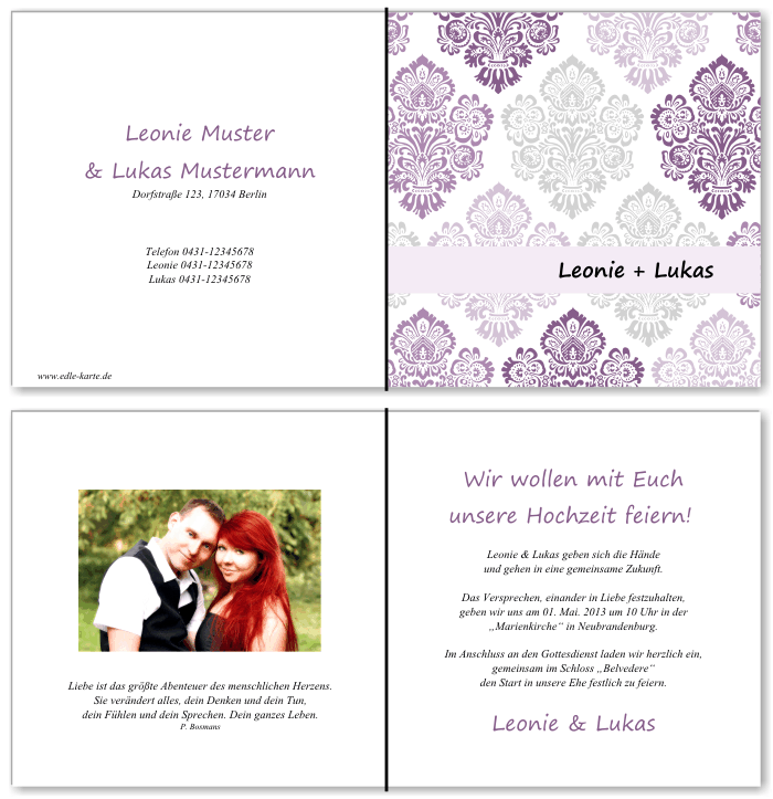  Einladungskarten Hochzeit, Hochzeitseinladungen, Hochzeitskarten, Einladungen f&uuml;r Hochzeit