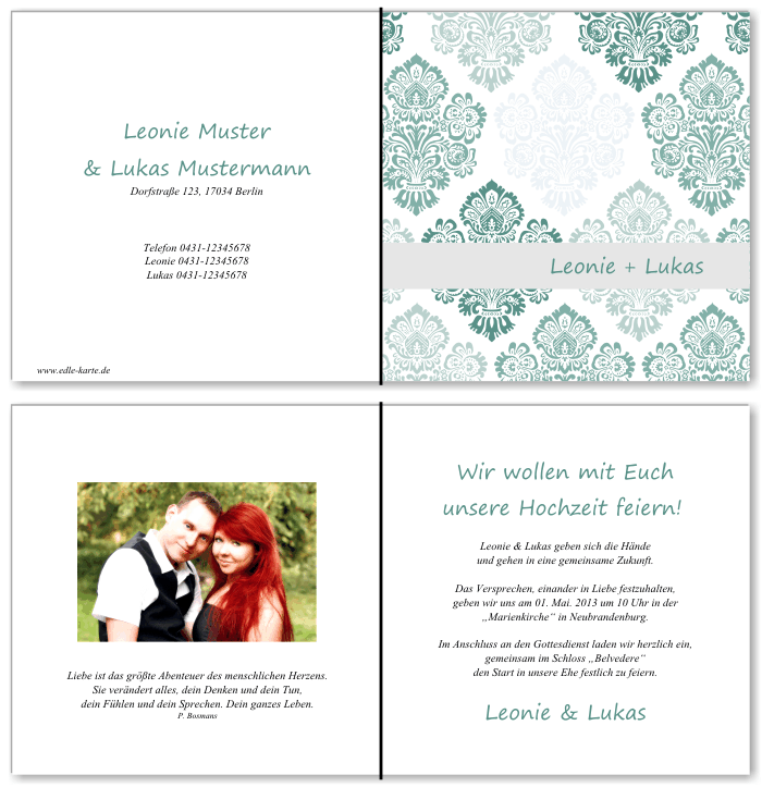  Einladungskarten Hochzeit, Hochzeitseinladungen, Hochzeitskarten, Einladungen f&uuml;r Hochzeit