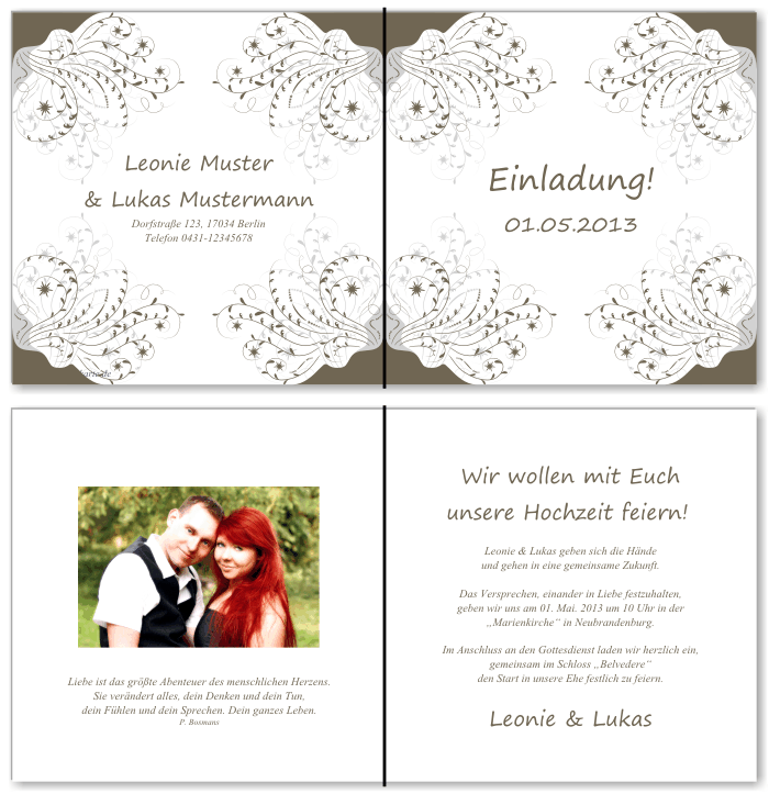  Einladungskarten Hochzeit, Hochzeitseinladungen, Hochzeitskarten, Einladungen f&uuml;r Hochzeit