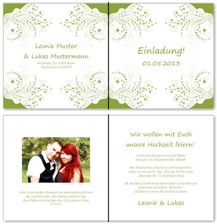  Einladungskarten Hochzeit, Hochzeitseinladungen, Hochzeitskarten, Einladungen f&uuml;r Hochzeit