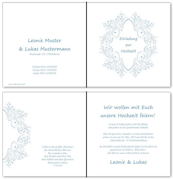  Einladungskarten Hochzeit, Hochzeitseinladungen, Hochzeitskarten, Einladungen f&uuml;r Hochzeit