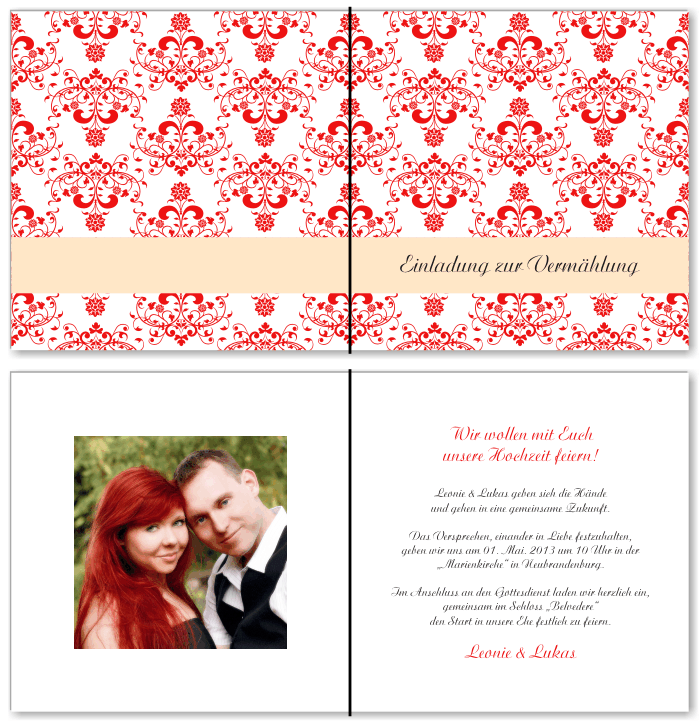  Einladungskarten Hochzeit, Hochzeitseinladungen, Hochzeitskarten, Einladungen f&uuml;r Hochzeit