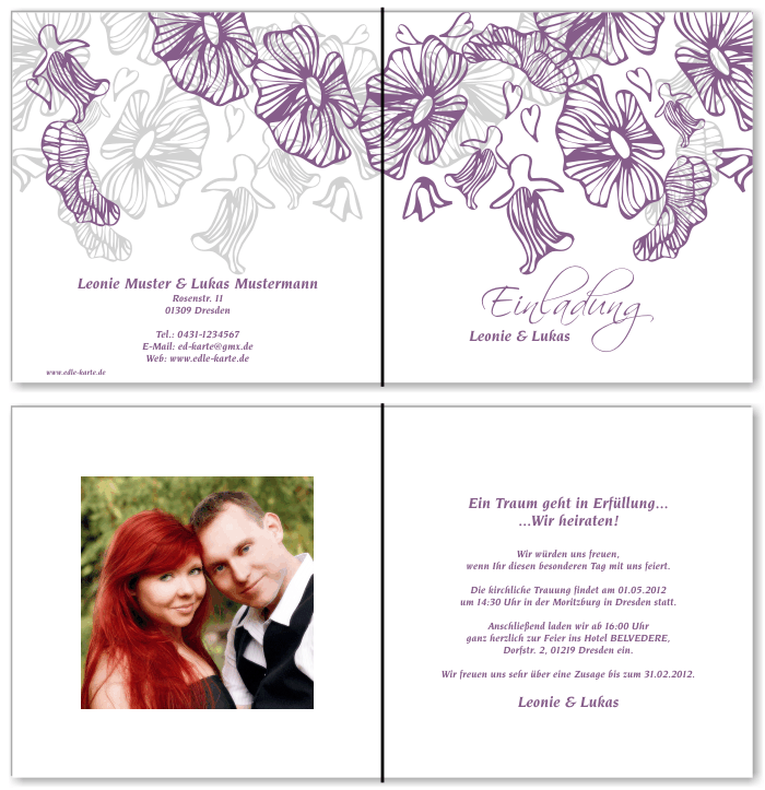  Einladungskarten Hochzeit, Hochzeitseinladungen, Hochzeitskarten, Einladungen f&uuml;r Hochzeit