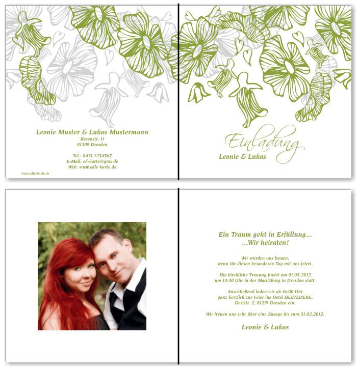 Einladungskarten Hochzeit, Hochzeitseinladungen, Hochzeitskarten, Einladungen f&uuml;r Hochzeit