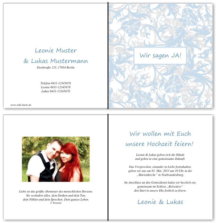  Einladungskarten Hochzeit, Hochzeitseinladungen, Hochzeitskarten, Einladungen f&uuml;r Hochzeit