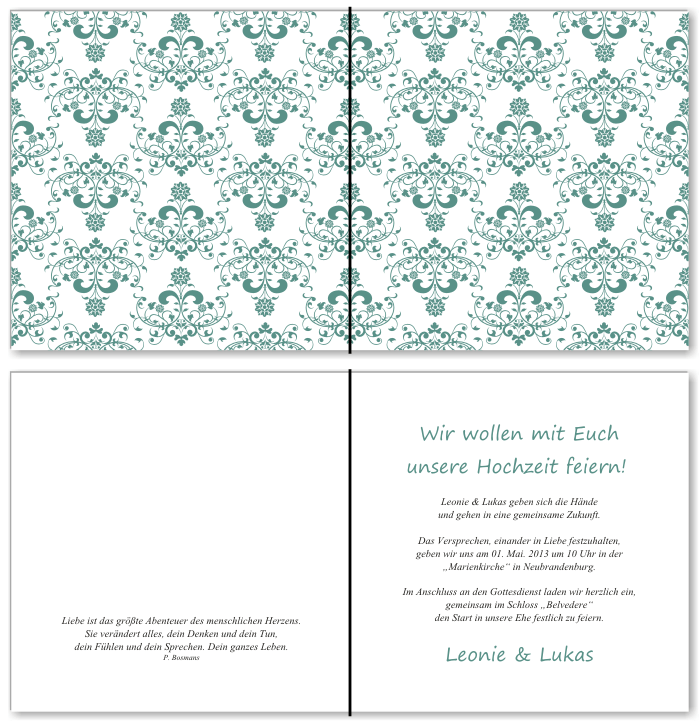  Einladungskarten Hochzeit, Hochzeitseinladungen, Hochzeitskarten, Einladungen f&uuml;r Hochzeit