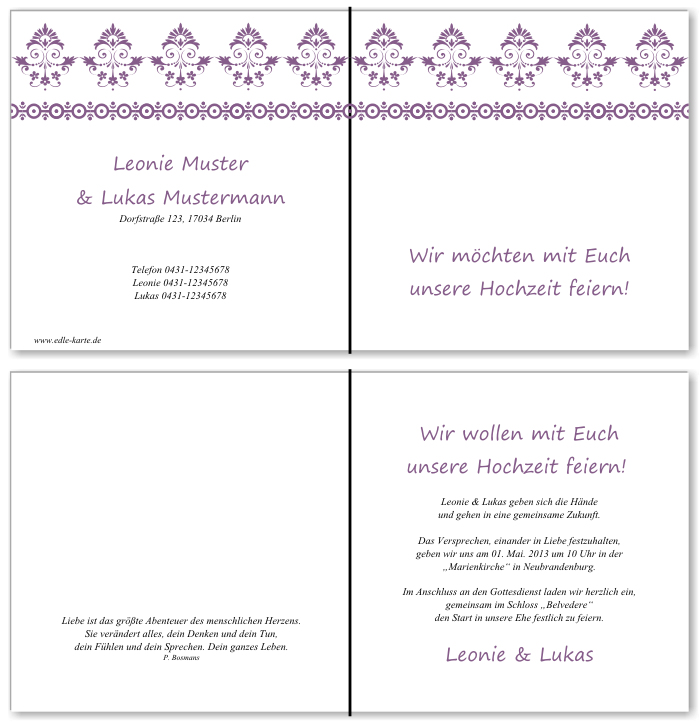  Einladungskarten Hochzeit, Hochzeitseinladungen, Hochzeitskarten, Einladungen f&uuml;r Hochzeit