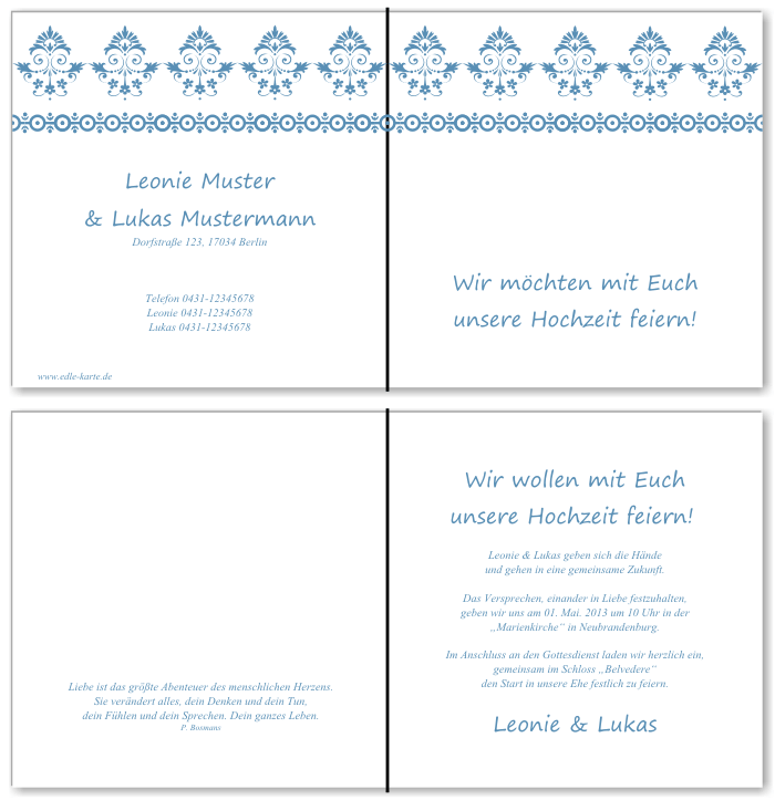  Einladungskarten Hochzeit, Hochzeitseinladungen, Hochzeitskarten, Einladungen f&uuml;r Hochzeit