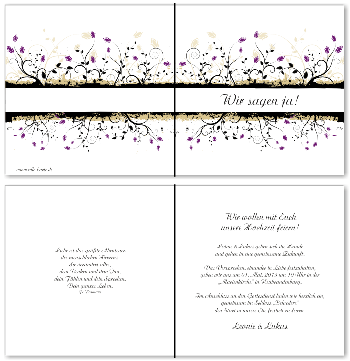  Einladungskarten Hochzeit, Hochzeitseinladungen, Hochzeitskarten, Einladungen f&uuml;r Hochzeit