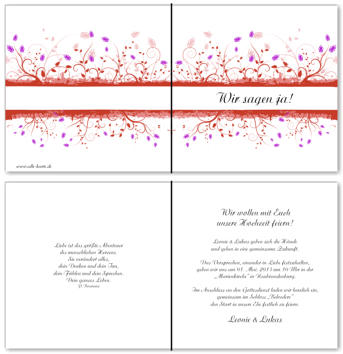  Einladungskarten Hochzeit, Hochzeitseinladungen, Hochzeitskarten, Einladungen f&uuml;r Hochzeit