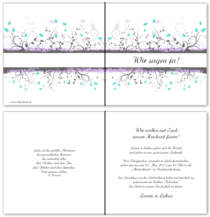  Einladungskarten Hochzeit, Hochzeitseinladungen, Hochzeitskarten, Einladungen f&uuml;r Hochzeit