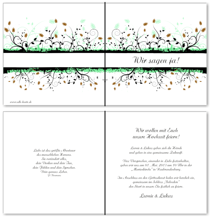  Einladungskarten Hochzeit, Hochzeitseinladungen, Hochzeitskarten, Einladungen f&uuml;r Hochzeit