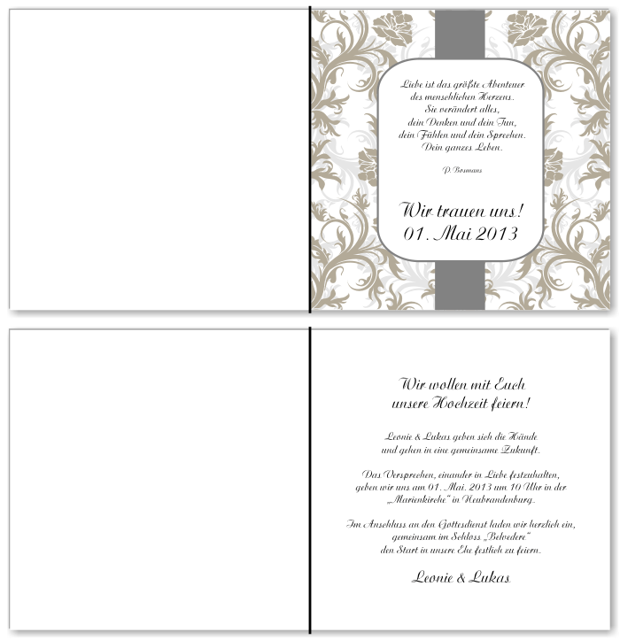  Einladungskarten Hochzeit, Hochzeitseinladungen, Hochzeitskarten, Einladungen f&uuml;r Hochzeit