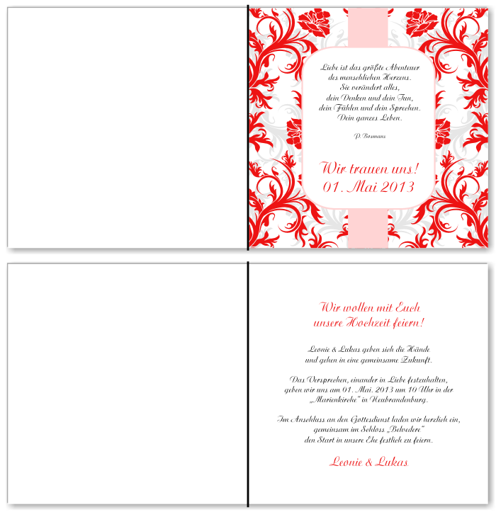  Einladungskarten Hochzeit, Hochzeitseinladungen, Hochzeitskarten, Einladungen f&uuml;r Hochzeit