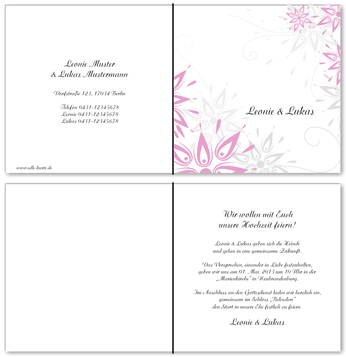  Einladungskarten Hochzeit, Hochzeitseinladungen, Hochzeitskarten, Einladungen f&uuml;r Hochzeit