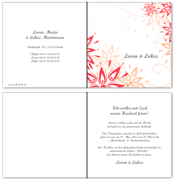  Einladungskarten Hochzeit, Hochzeitseinladungen, Hochzeitskarten, Einladungen f&uuml;r Hochzeit