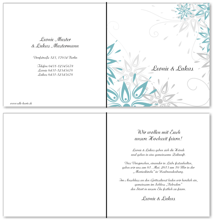  Einladungskarten Hochzeit, Hochzeitseinladungen, Hochzeitskarten, Einladungen f&uuml;r Hochzeit