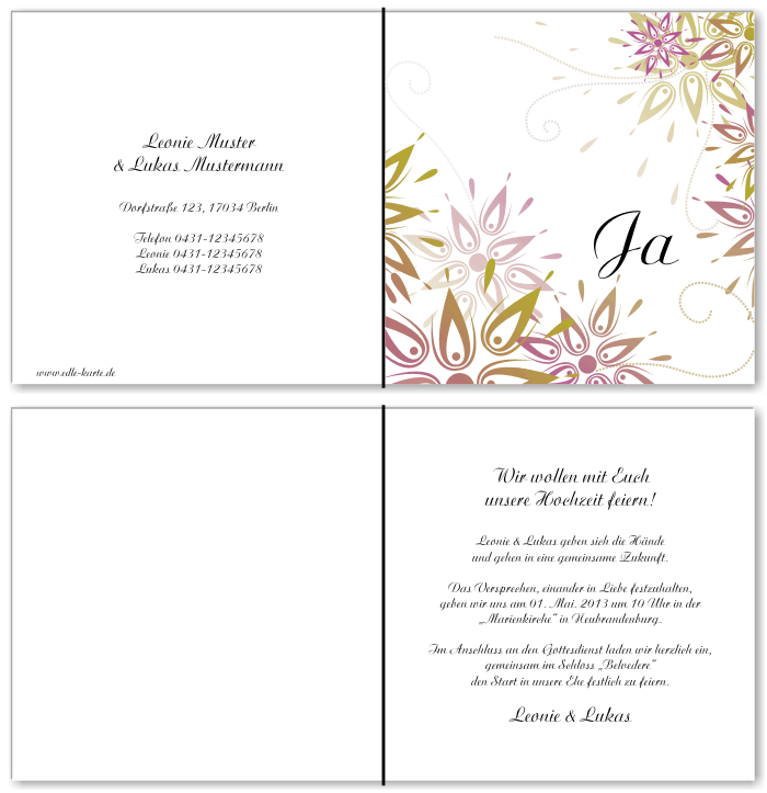  Einladungskarten Hochzeit, Hochzeitseinladungen, Hochzeitskarten, Einladungen f&uuml;r Hochzeit