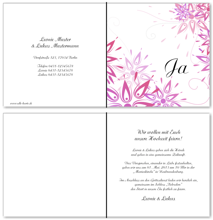  Einladungskarten Hochzeit, Hochzeitseinladungen, Hochzeitskarten, Einladungen f&uuml;r Hochzeit