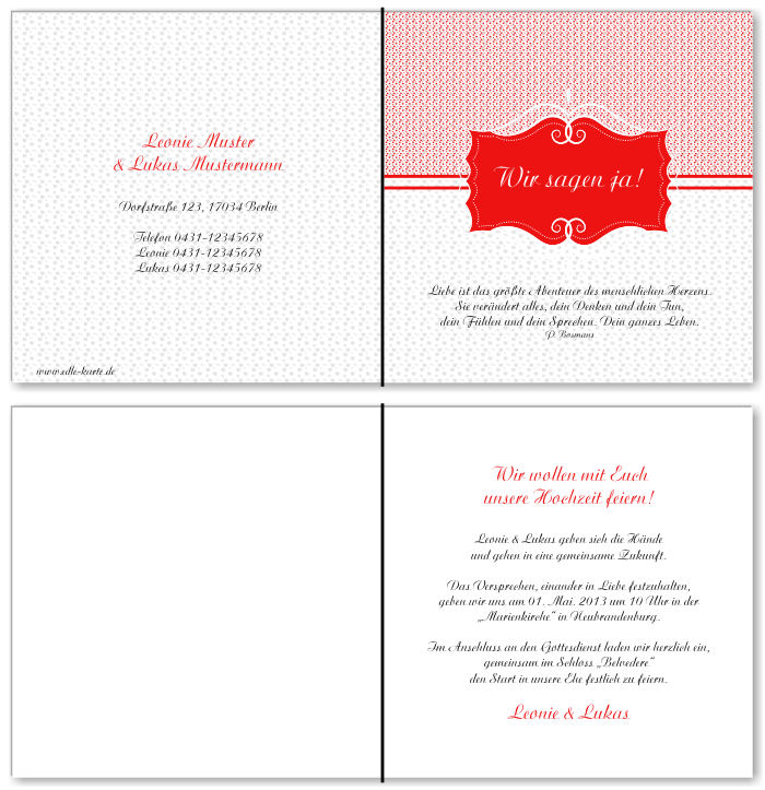  Einladungskarten Hochzeit, Hochzeitseinladungen, Hochzeitskarten, Einladungen f&uuml;r Hochzeit