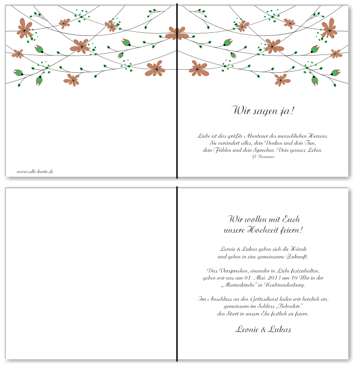  Einladungskarten Hochzeit, Hochzeitseinladungen, Hochzeitskarten, Einladungen f&uuml;r Hochzeit