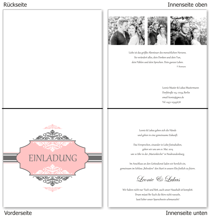  Einladungskarten Hochzeit, Hochzeitseinladungen, Hochzeitskarten, Einladungen f&uuml;r Hochzeit