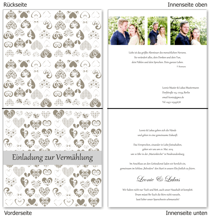  Einladungskarten Hochzeit, Hochzeitseinladungen, Hochzeitskarten, Einladungen f&uuml;r Hochzeit