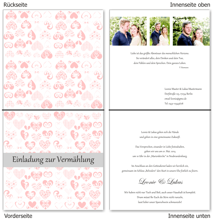  Einladungskarten Hochzeit, Hochzeitseinladungen, Hochzeitskarten, Einladungen f&uuml;r Hochzeit