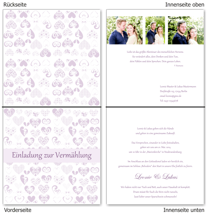  Einladungskarten Hochzeit, Hochzeitseinladungen, Hochzeitskarten, Einladungen f&uuml;r Hochzeit