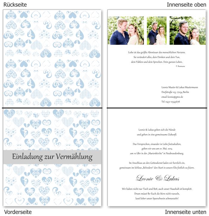  Einladungskarten Hochzeit, Hochzeitseinladungen, Hochzeitskarten, Einladungen f&uuml;r Hochzeit