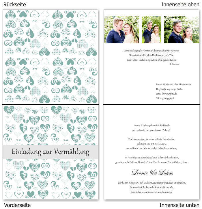  Einladungskarten Hochzeit, Hochzeitseinladungen, Hochzeitskarten, Einladungen f&uuml;r Hochzeit