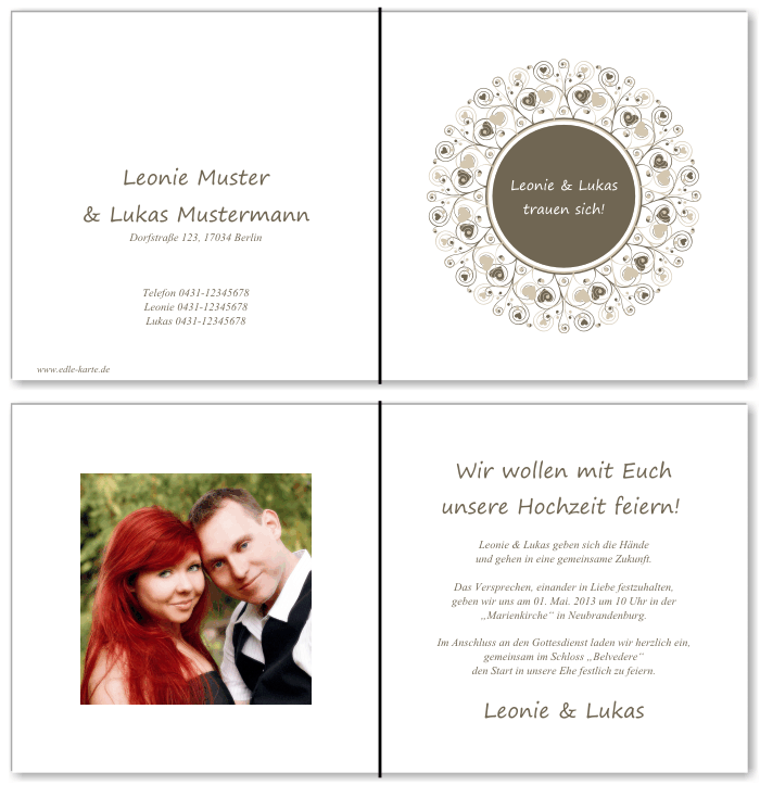  Einladungskarten Hochzeit, Hochzeitseinladungen, Hochzeitskarten, Einladungen f&uuml;r Hochzeit