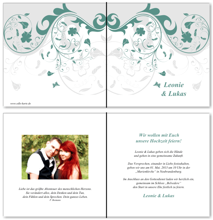  Einladungskarten Hochzeit, Hochzeitseinladungen, Hochzeitskarten, Einladungen f&uuml;r Hochzeit