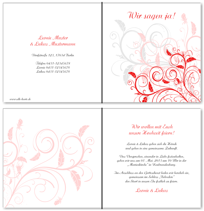  Einladungskarten Hochzeit, Hochzeitseinladungen, Hochzeitskarten, Einladungen f&uuml;r Hochzeit