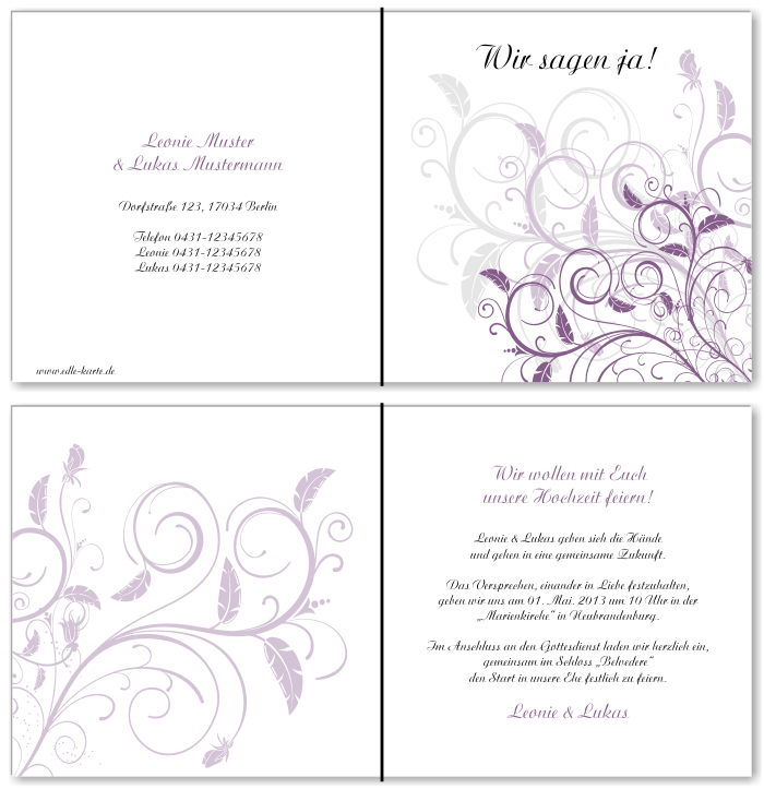  Einladungskarten Hochzeit, Hochzeitseinladungen, Hochzeitskarten, Einladungen f&uuml;r Hochzeit