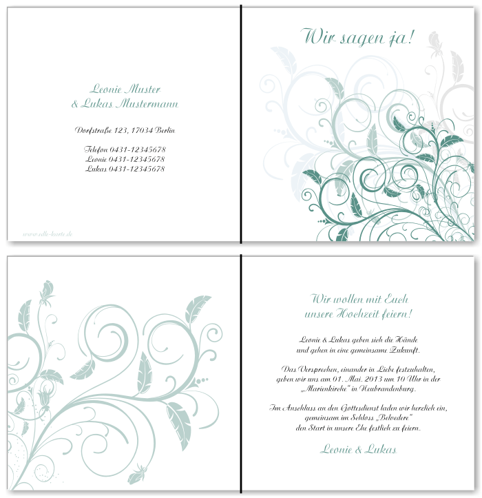  Einladungskarten Hochzeit, Hochzeitseinladungen, Hochzeitskarten, Einladungen f&uuml;r Hochzeit