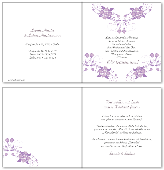  Einladungskarten Hochzeit, Hochzeitseinladungen, Hochzeitskarten, Einladungen f&uuml;r Hochzeit