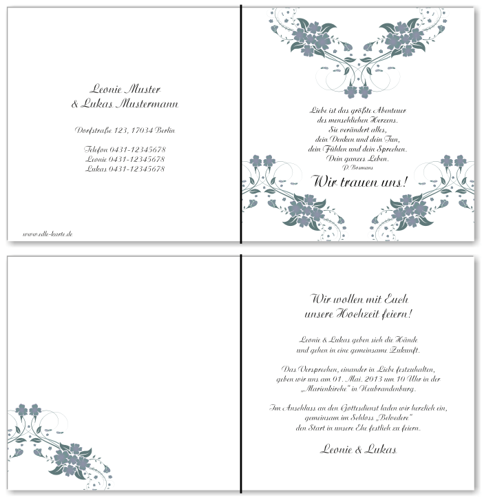  Einladungskarten Hochzeit, Hochzeitseinladungen, Hochzeitskarten, Einladungen f&uuml;r Hochzeit