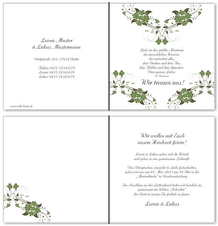  Einladungskarten Hochzeit, Hochzeitseinladungen, Hochzeitskarten, Einladungen f&uuml;r Hochzeit