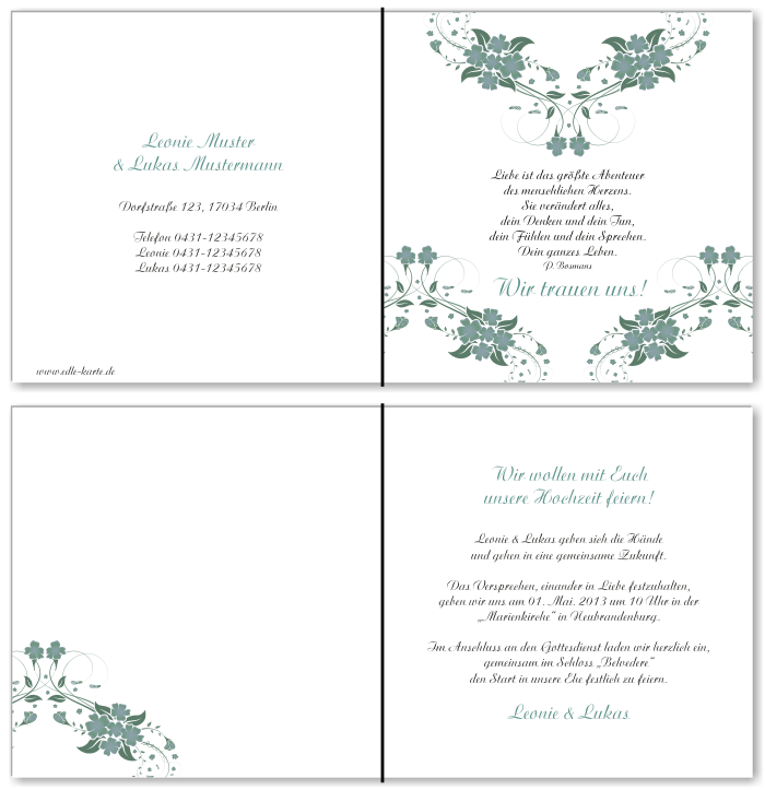  Einladungskarten Hochzeit, Hochzeitseinladungen, Hochzeitskarten, Einladungen f&uuml;r Hochzeit