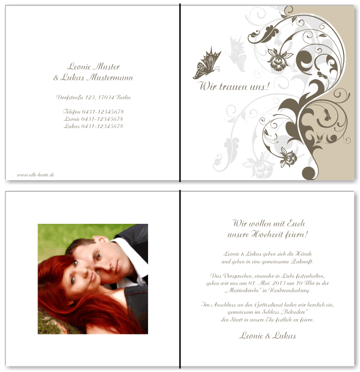  Einladungskarten Hochzeit, Hochzeitseinladungen, Hochzeitskarten, Einladungen f&uuml;r Hochzeit