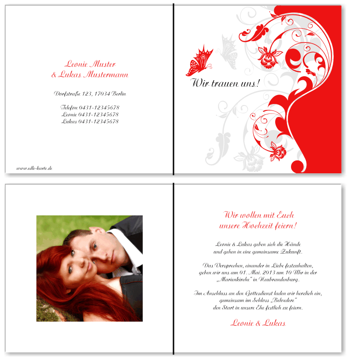  Einladungskarten Hochzeit, Hochzeitseinladungen, Hochzeitskarten, Einladungen f&uuml;r Hochzeit