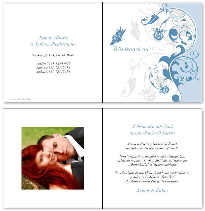  Einladungskarten Hochzeit, Hochzeitseinladungen, Hochzeitskarten, Einladungen f&uuml;r Hochzeit