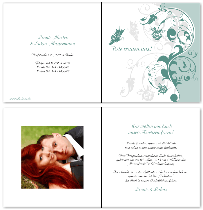  Einladungskarten Hochzeit, Hochzeitseinladungen, Hochzeitskarten, Einladungen f&uuml;r Hochzeit